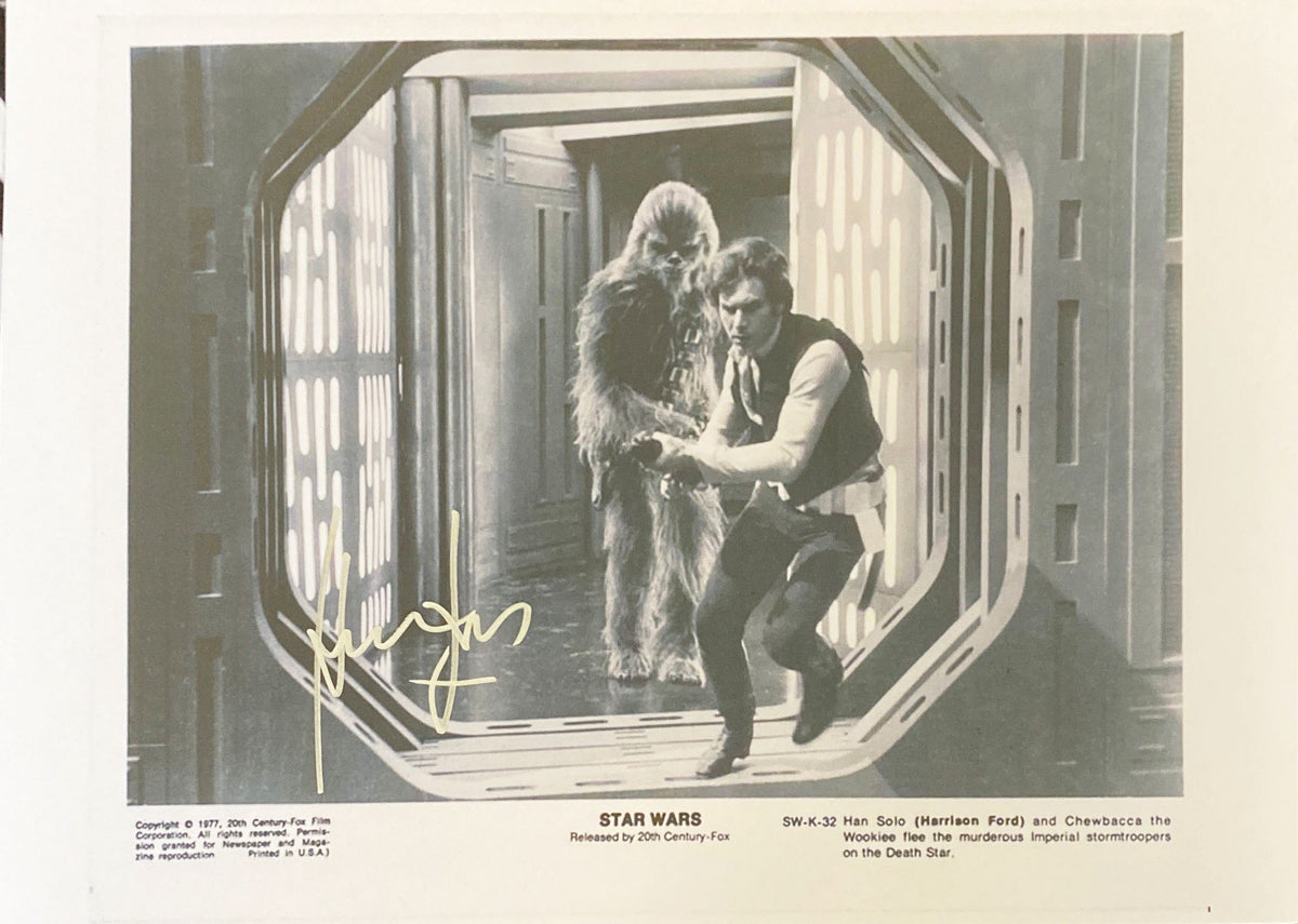Star Wars 1977 Harrison Ford facsimile signed movie photo