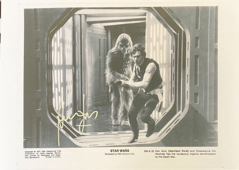 Star Wars 1977 Harrison Ford facsimile signed movie photo