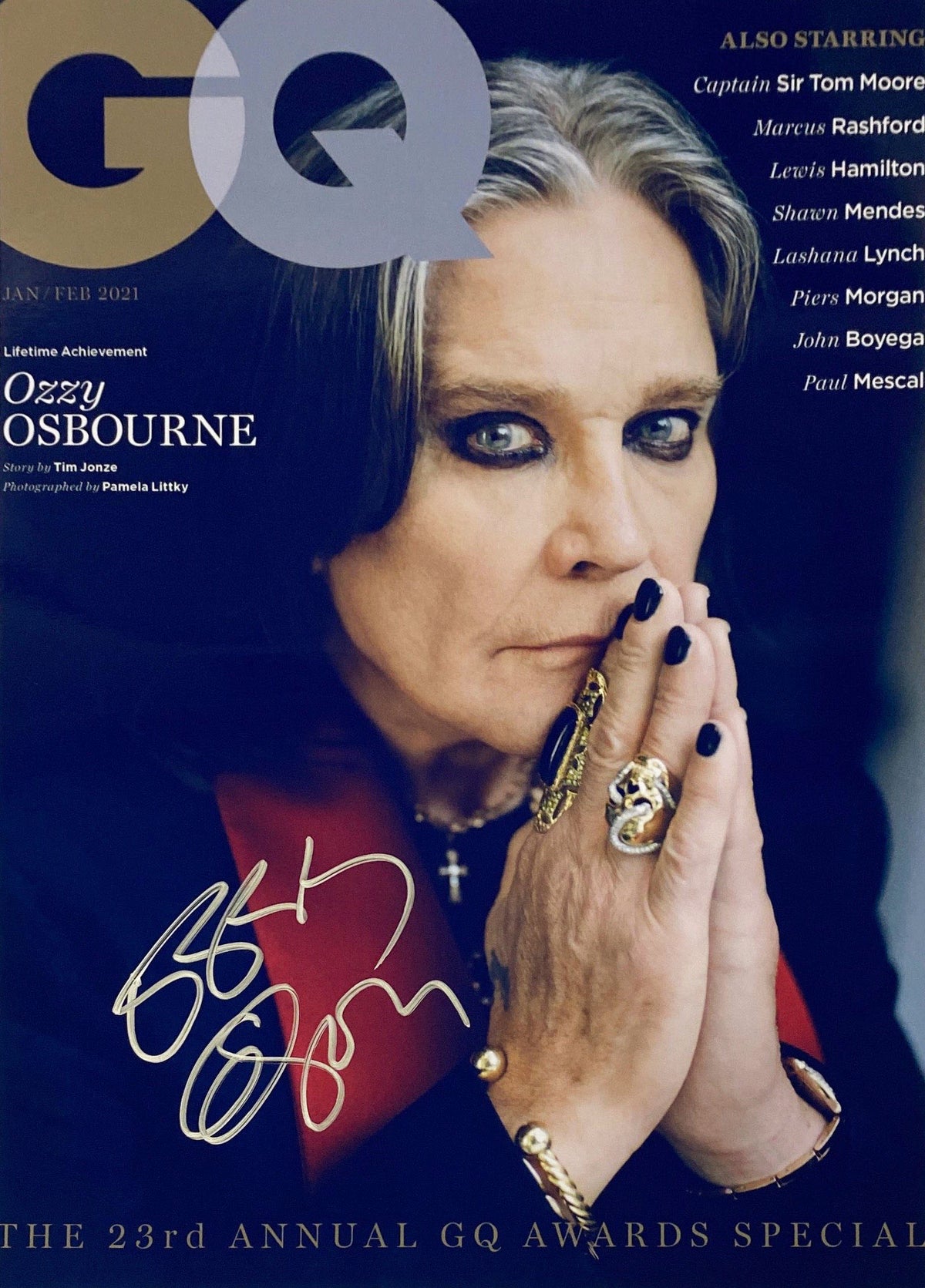 Ozzy Osbourne facsimile signed  GQ magazine photo